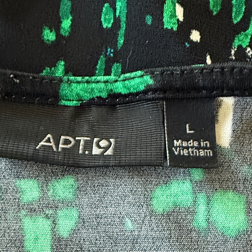 Apt. 9 Black and Green Patterned Faux Wrap Dress - Picture 6 of 8